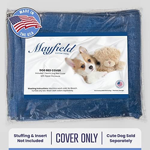 Mayfield jeans grande capa de cama de cachorro - edredom com zíper para cama de estimação - proteção extra para