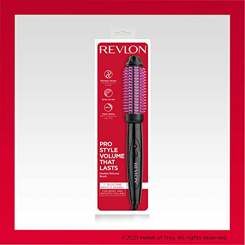 Revlon Silicone Bristle Aquecida de penteado escova, preto, barril de 1 polegada