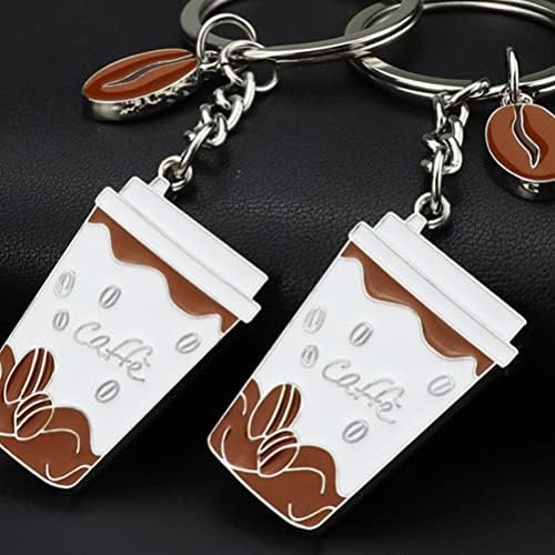 Pretyzoom Car Chain Chain 2PCS Coffee Chapchain Pingente Key Ring Coffee Caneca Charme Titular Holding Charm Decoração para