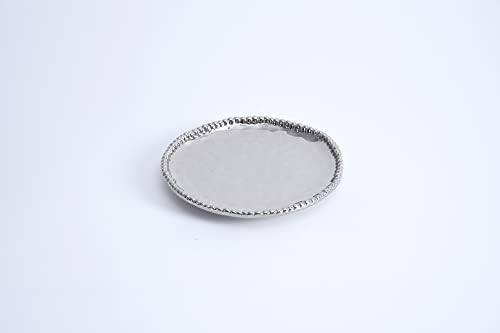 Pampa Bay Silver Titanium Acabar Round Apertizer/Placa de sobremesa, diâmetro de 7 polegadas