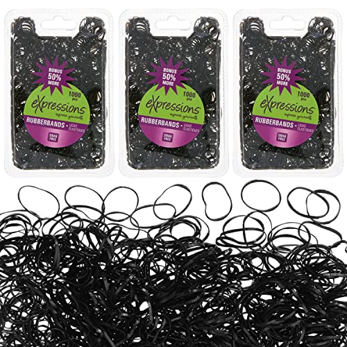 Expressões 3.000 elásticos de cabelo para peles PC elásticos de borracha sem sequestros pequenos elásticos de cabelo preto, mini