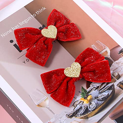 Cabelo de veludo vermelho Girls Girls 3 Glitter Valentines Christmas Ano Novo Ano