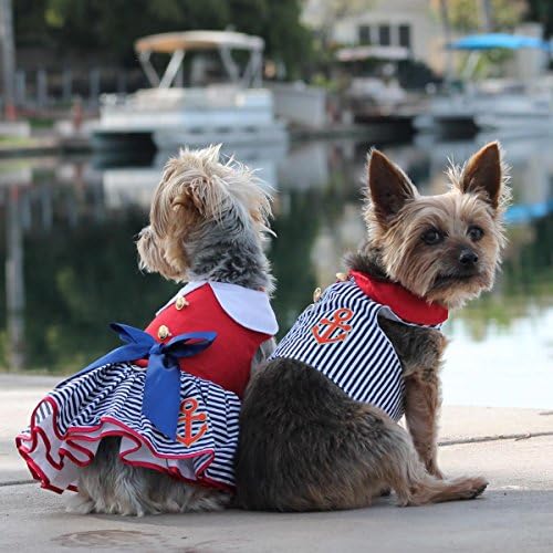 Vestido de cachorro marinheiro de design de cachorro com coleira combinando