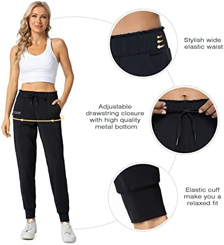 Haowind Joggers for Women With Pockets Elastic Workout Sport Gym Calças de ginástica confortável ioga de ioga
