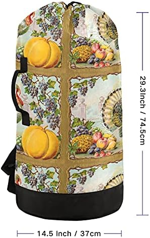 O outono da mochila de lavanderia pesada com lavanderia com tiras de ombro com alças de viagem de roupa de lavanderia