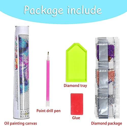 2 kits de pintura de diamante de embalagem ， lago lua com bordado em cascata Drill redonda completa kits de arte