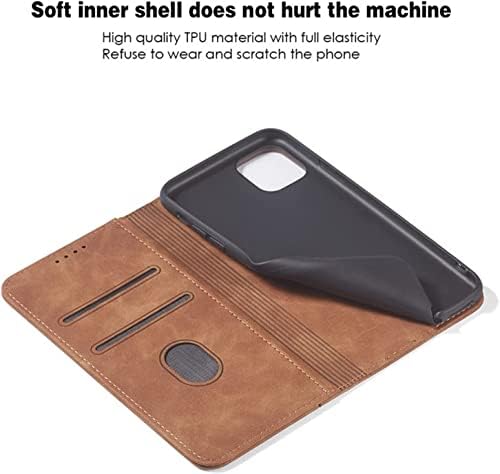 Caso Ilazi para iPhone 14/14 Plus/14 Pro/14 Pro Max, capa de telefone da carteira de flip -flip de couro vintage com suporte de cartão de proteção à prova de choques de choques internos da TPU TPU (cor: Brown1, tamanho: 14p