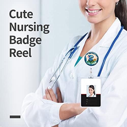 Titular de bobinas de crachá retrátil com clipe de identificação para enfermeiro Nome de etiqueta Cartão engraçado Cartoon Tartaruga
