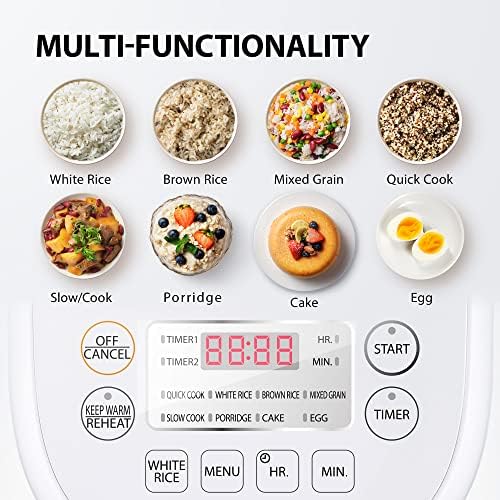 Panela de arroz pequeno toshiba 3 xícara de exibição não cozida-LCD com 8 funções de cozimento, tecnologia lógica difusa, timer