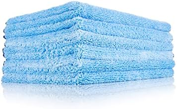 The Rag Company - The Blue Collar - Premium 70/30 Misture Microfiber detalhando as toalhas; Talha de pilha dupla com uma borda segura