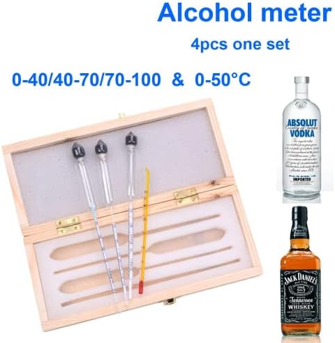 Mudent (100 conjunto de hidrômetro profissional alcoólico - 3pcs hidrômetro de alcoólatra Conjunto de 0 a de alcoolas Teste + termômetro