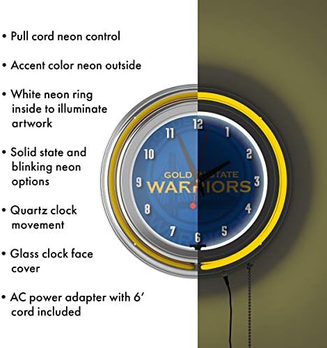 NBA Chrome Double Rung Neon Clock - Fade - Golden State Warriors