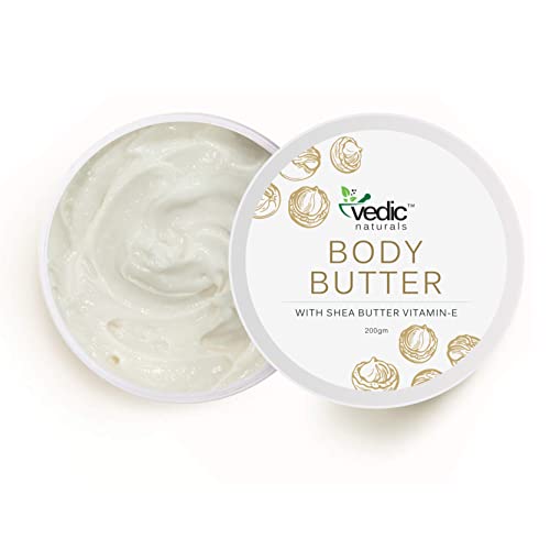 Manteiga de Corpo Védicos Naturals enriquecidos com manteiga de karité & vitamina -e - 200gm | Hidratação profunda para a pele