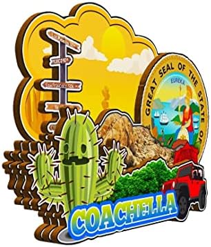 Coachella California EUA Magnet Fridge Magnet Wooden 3D Marcos de viagem Decoração de lembranças colecionáveis ​​--1388