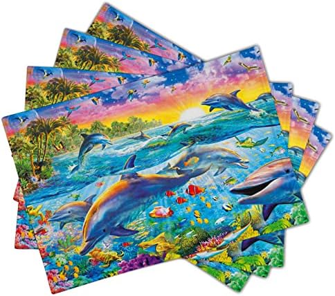 Corais coloridos golfinhos placemats bonitos subaquáticos world cush tapetes engraçados animais de mesa de linho de linho de linho