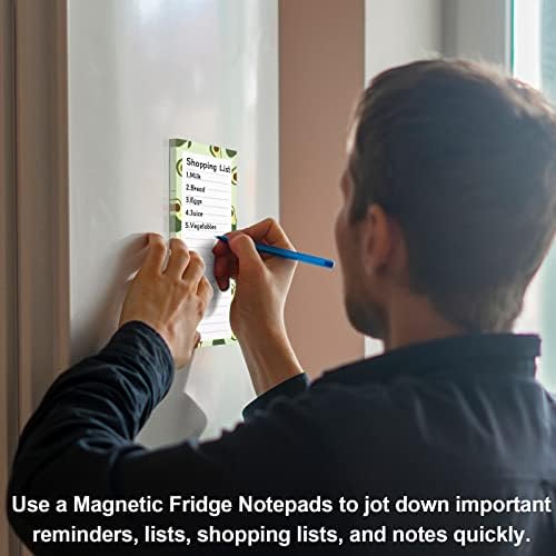 Joyberg 4 Pacote de blocos magnéticos para geladeira, lista de supermercado Magnet Pad para geladeira, fruta de mercearia magnética para refriger