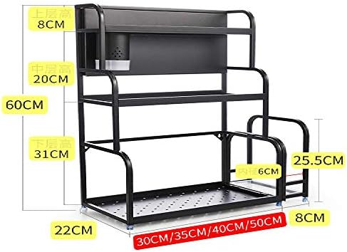 HGJN Aço inoxidável Prateleira de cozinha preta para armazenar tempero doméstico