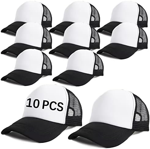 Orj 10 pacote unissex sublimação em branco Mesh Baseball Cap poliéster Mesh Mesh Trucker Hat