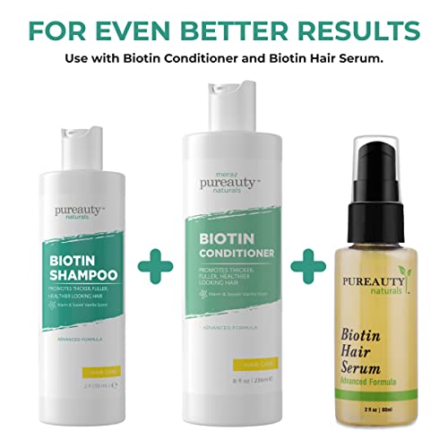 Pureauty Naturals Biotin Shampoo para desbaste de cabelo e cabelo, shampoo e condicionador de biotina, shampoo para