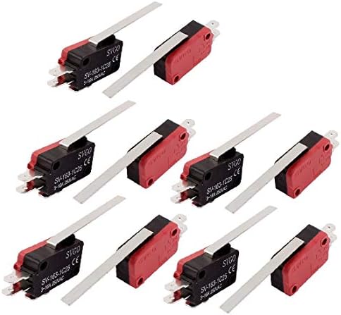 X-Dree 10pcs Momentary Long Hinge Alevage Arm Spdt 1No 1NC Micro limit switch vermelho preto (10pcs leva um braccio