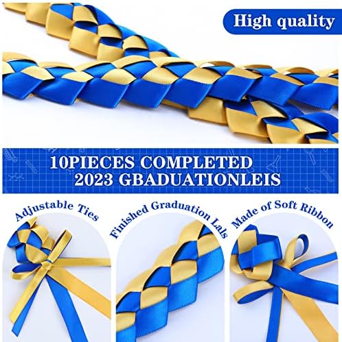 10 PCS 2023 Ribbon Lei de graduação Colar trançado Handmade de 2023 anos Presente de graduação para o ensino médio Festa