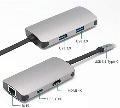 ZPLJ High Speed ​​5 em 1 USB C Adaptador USB C Hub com 4K HDMI 2 USB 3.0 Portas PD Charging, Gigabit Network Card compatível