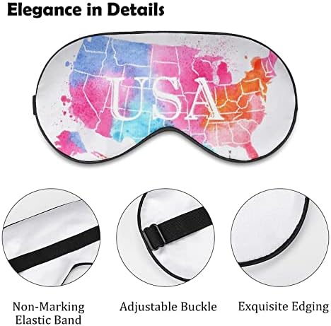Mapas de aquarela da máscara ocular dos Estados Unidos Sono vendados com bloqueios de cinta ajustável Blinder Night para