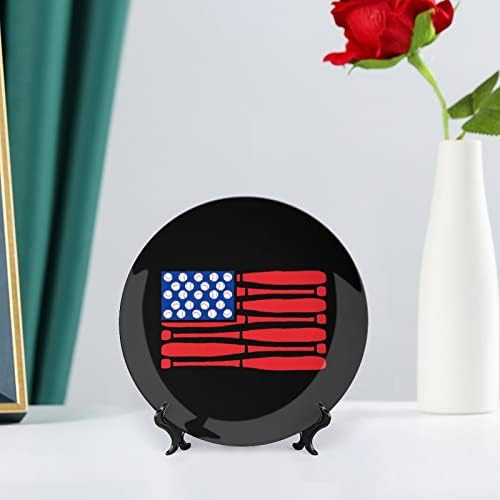 Bandeira americana Bandeira Vintage Placa decorativa de China vintage com exibição Stand Plate Presente Decoração de casa