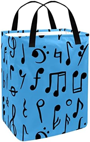 Notas musicais Padrão azul Impressão de estampa cômodo dobrável de roupa, cestas de lavanderia à prova d'água 60l de