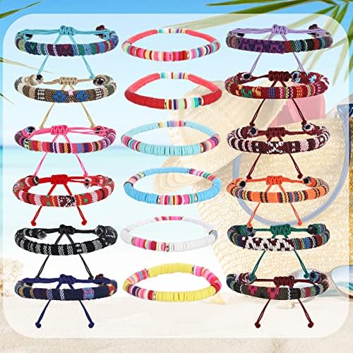 57 PCS Surfista Surfista Pulpar Bracelets Rainbow Bracelets trançados Bracelets de corda de corda tecidos