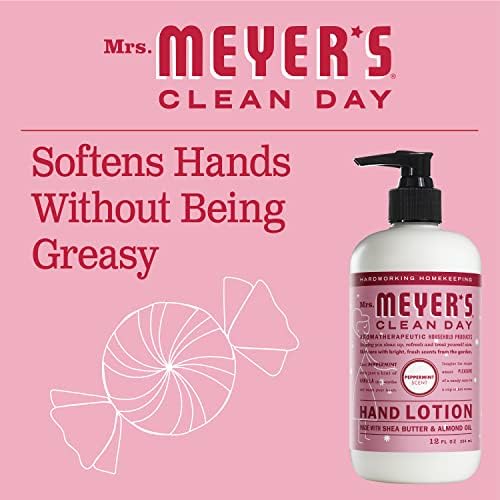 Loção para as mãos da Sra. Meyer para mãos secas, hidratante não grease, feito com óleos essenciais, hortelã-pimenta, 12 oz