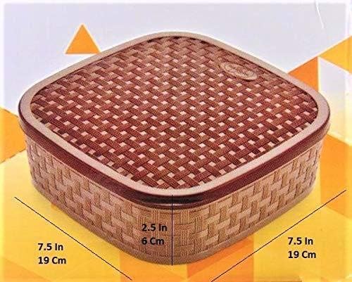 Plástico 7 Compartimentos Caixa de masala de contêineres de estilo de madeira com colher para cozinha