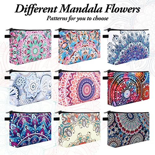 30 PCs Bolsa de cosméticos para mulheres sacos de maquiagem portáteis Mandala flor bolsas à prova d'água para viagem Pouca de maquiagem