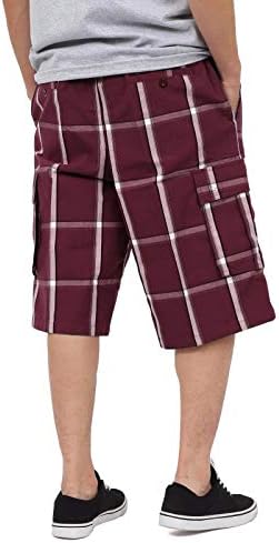 Shaka usa shorts de carga masculina - calça xadrez casual relaxada e elástica de cintura múltipla de bolso Big S ~ 5xl
