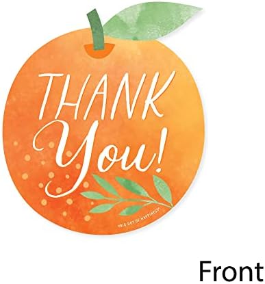 Big Dot of Happiness Little Clementine - Shaped Thank You Cards - Chá de bebê laranja cítrico ou festa de aniversário de agradecimento