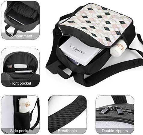 Mármore Luxury Geométrico Pattern Backpack Unissex Mochila leve Daypack Saco de ombro de moda com bolsos de garrafa de