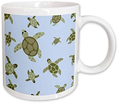 3drose fofo design de tartaruga marinha verde e azul, 11 onças