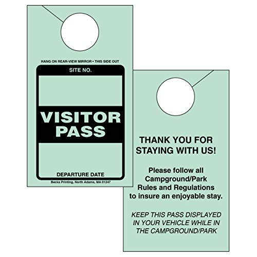 Visitante Passe de estacionamento Licença de retrovisor espelho pendurar etiqueta para acampamentos trailers de parques de parques tags de site de campistas