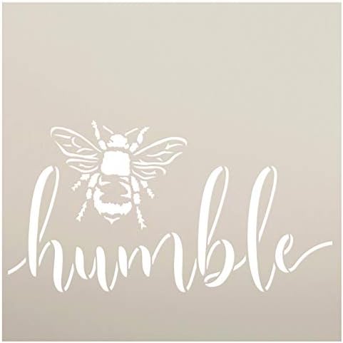Bee Humild Stêncil por Studior12 | DIY Farmhouse Bumblebee Home & Classroom Decor | Script de primavera Inspirational Word