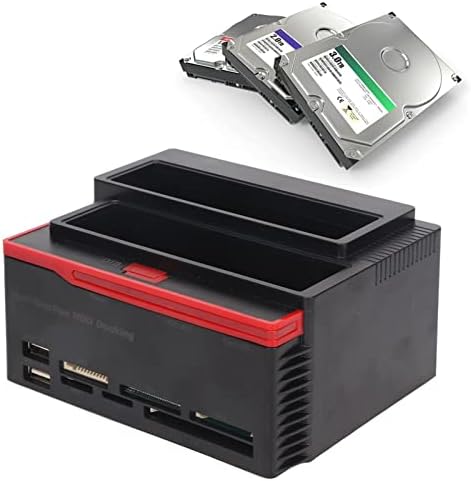 Gabinete do disco rígido Vingvo, HDD Docking Station USB2.0 Leitor de cartão embutido 480Mbps Bay Dual por 2.5in