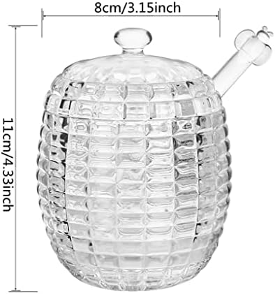Panela de mel de vidro aebor, equipado com bastão de mel de vidro, dispensador de suporte de vidro de mel, para cozinhas domésticas