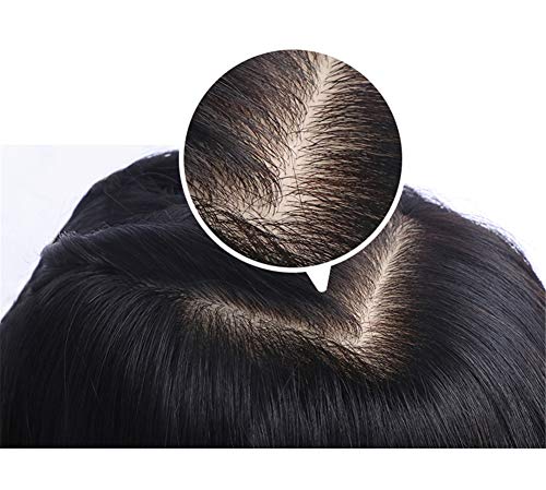 5 X6 Base de seda Human Capépers para mulheres com cabelos afinados, peruca natural da testa cacheada com clipe, 16 de preto