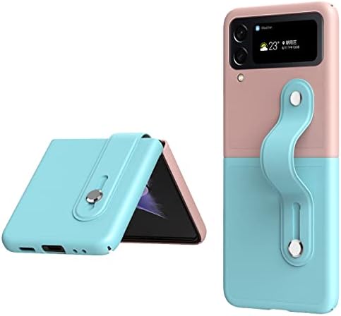 Projetado para capa de telefone Samsung Galaxy Z Flip 4, capa protetora de couro de pulseira, estojo de smartphone à prova de