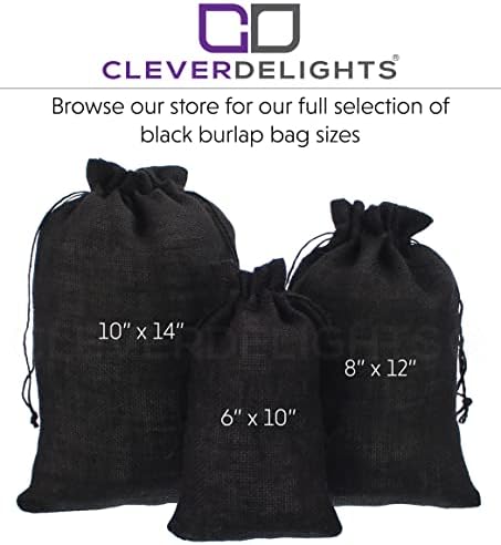 Lights CleverDelights 10 x 14 Black Burlap Bags - 10 pacote - Sacos de cordão