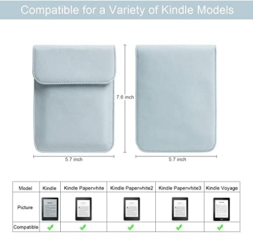 Para Kindle Paperwhite, 6 polegada capa de capa de manga bolsa -Include White Lichchee Padrão Mão Strap -Sky Blue