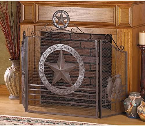 CAECILIATIMA estilo Texas Country Scroll Western Ferro preto Triplo dobramento 3 painel Mesh Mesh Metal Larerplace Screen