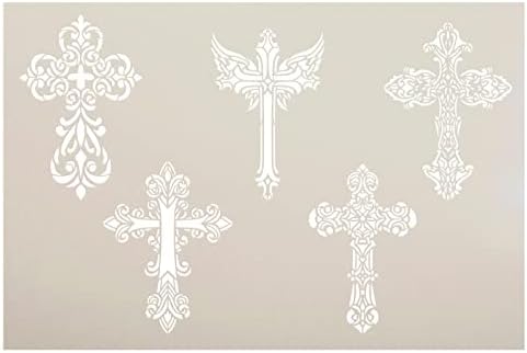 Cruzes ornamentais mistas estêncil por Studior12 | Budded, latim, ornamentado | Craft DIY Christian Home Decor | Pintar sinais de