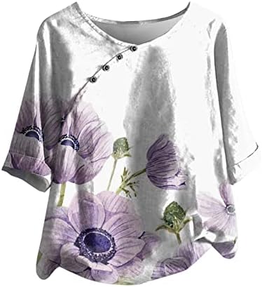 Tshirt top for Girls Summer Summer outono 2023 Roupas Trendy Cotton Crew Neck Button Down Up Graphic Top 63 63