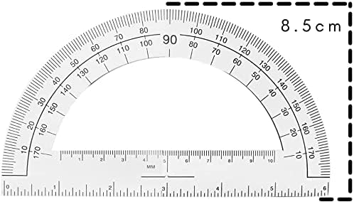 1 Mágrafo de plástico, transferidor para geometria, limpo, 6 polegadas, 180 graus, 6 pacote