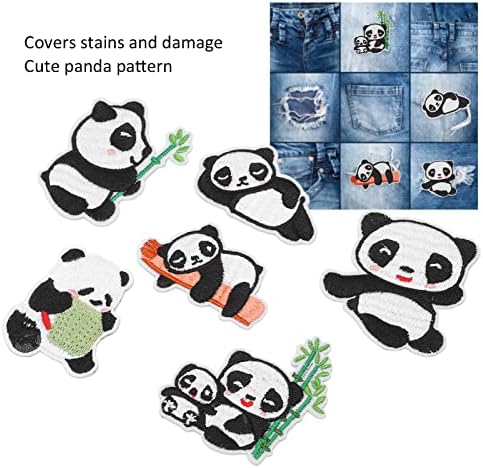 Roupas de panda patches panda bordado patch vários estilos 6pcs para bolsa